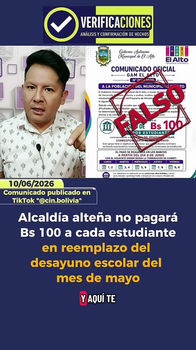 Alcaldía alteña no pagará Bs 100 a cada estudiante en reemplazo del desayuno escolar del mes de mayo