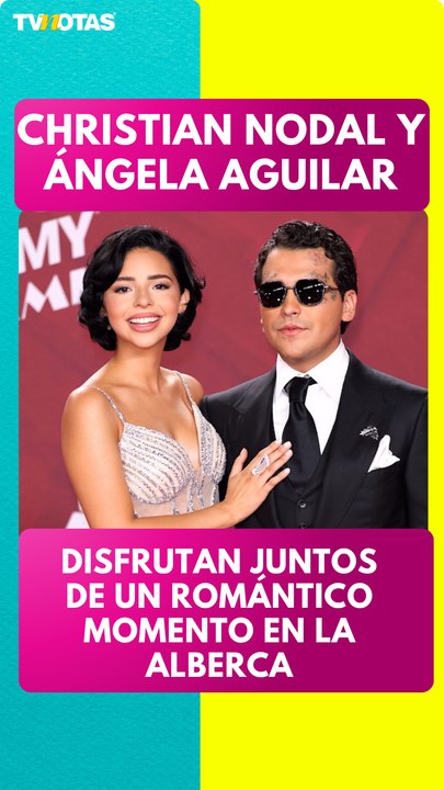 Christian Nodal y Ángela Aguilar disfrutan juntos de un romántico momento en la alberca.