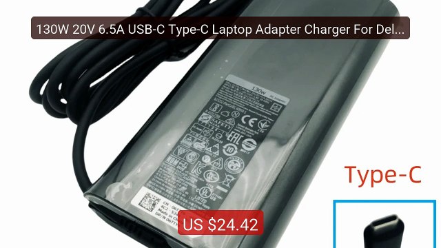 130W 20V 6.5A USB-C Type-C Laptop Adapter Charger For Dell XPS... Best Buy 2026 | Great Quality!