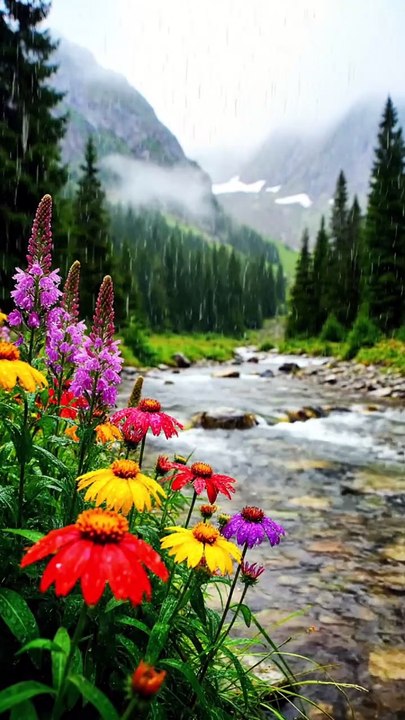 Rainy Forest River Relaxing Nature Ambience with Flowing Water for Sleep, Study & Meditation #shorts #rain #deepsleep #relax #trending
