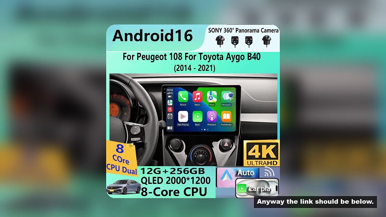 Android 16 Car Radio For Peugeot 108 For Toyota Aygo B40 2014-2021 Multimedia Video Player Navigatio