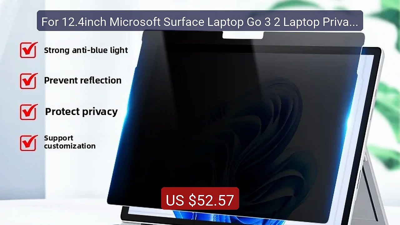 For 12.4inch Microsoft Surface Laptop Go 3 2 Laptop Privacy Sc... -- Hot Deal 2026 | Limited Offer!