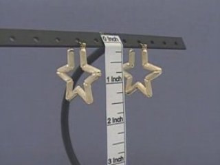 10K Gold Star Bamboo Earrings Jewelry 1 3/8 Inch GS_70