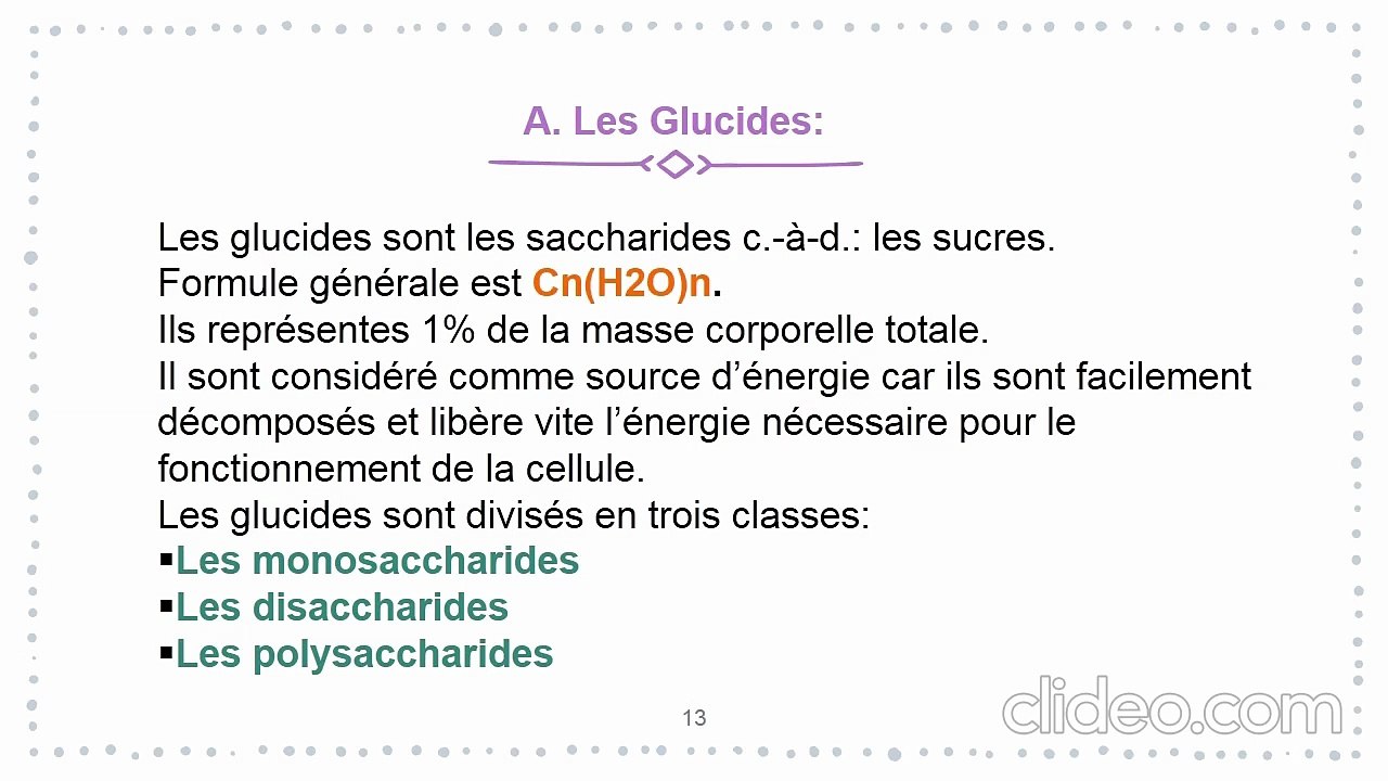 Les compositions chimiques de la cellule