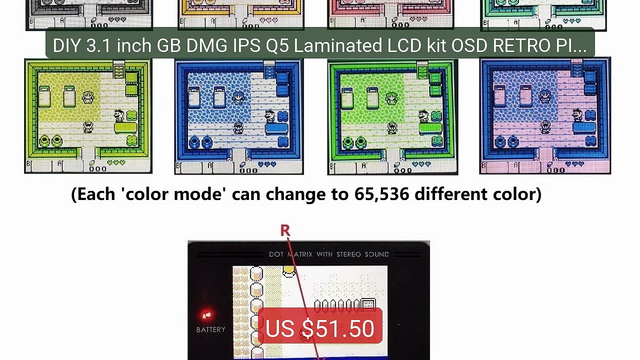 DIY 3.1 inch GB DMG IPS Q5 Laminated LCD kit OSD RETRO PIXEL Mod fo... -- Top Rated 2026 | Buy Now!