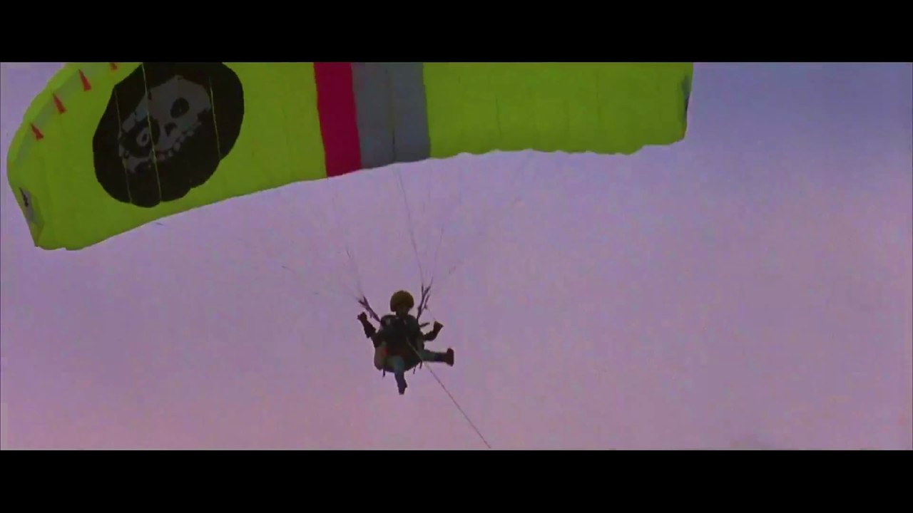 Tank Girl - parachuting over mines