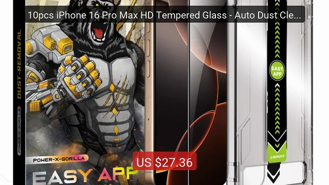 10pcs iPhone 16 Pro Max HD Tempered Glass - Auto Dust Clean, A... Best Buy 2026 | Great Quality!