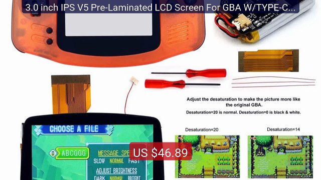3.0 inch IPS V5 Pre-Laminated LCD Screen For GBA W/TYPE-C R... Top Pick 2026 | Unbeatable Price!