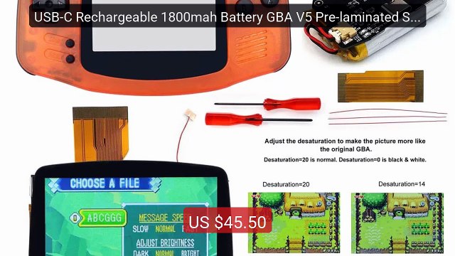 USB-C Rechargeable 1800mah Battery GBA V5 Pre-laminated Screen... Hot Deal 2026 | Limited Offer!