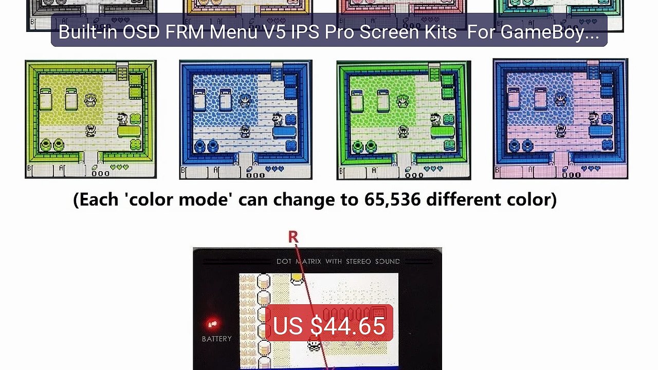 Built-in OSD FRM Menu V5 IPS Pro Screen Kits  For GameBoy DMG ... -- Hot Deal 2026 | Limited Offer!