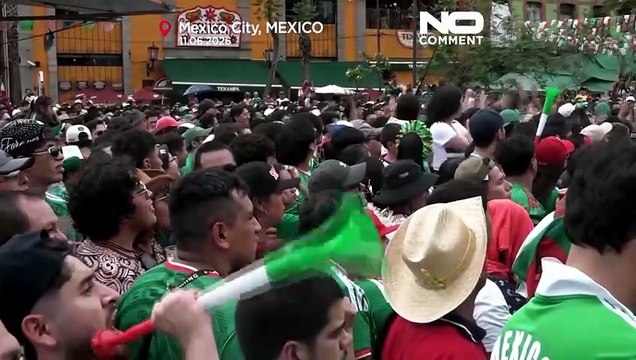 Aficionados de México celebran triunfo mundialista ante Sudáfrica