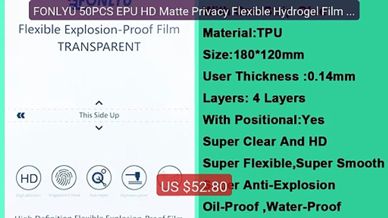 FONLYU 50PCS EPU HD Matte Privacy Flexible Hydrogel Film Mobile Pho... -- Top Rated 2026 | Buy Now!