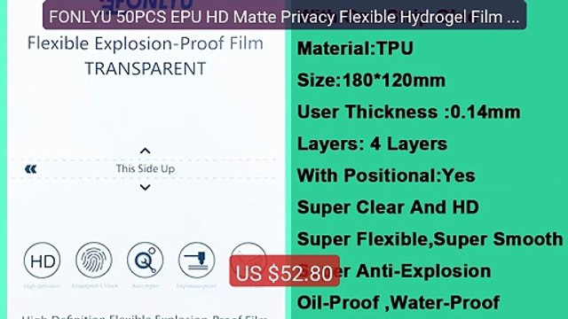 FONLYU 50PCS EPU HD Matte Privacy Flexible Hydrogel Film Mobile Pho... Top Rated 2026 | Buy Now!