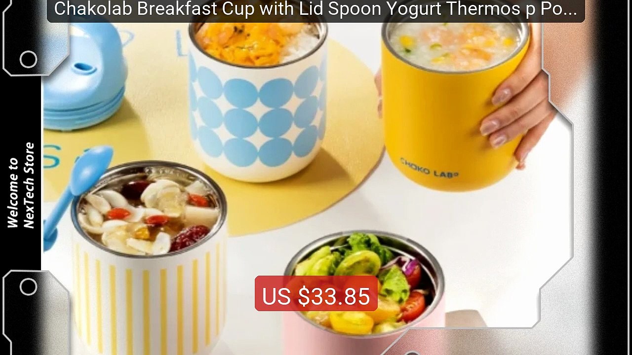 Chakolab Breakfast Cup with Lid Spoon Yogurt Thermos p Portab... -- Amazing Value 2026 | Must Have!