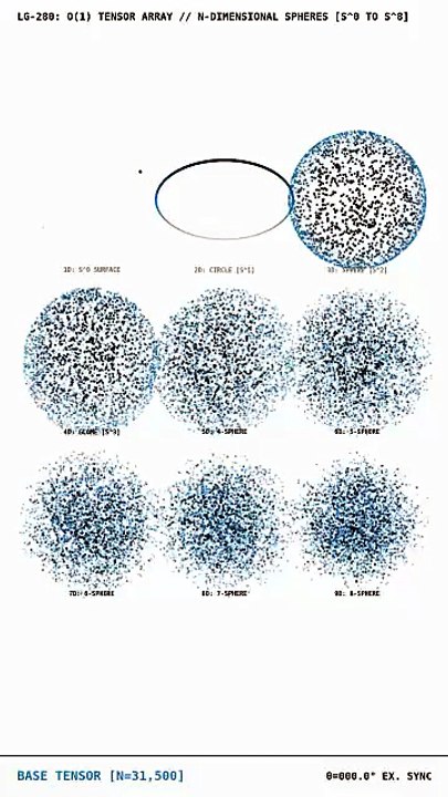 9 Dimensions of Hyperspheres: What a 9D Hypersphere looks like (1D to 9D mapped in Python) | LG-280a