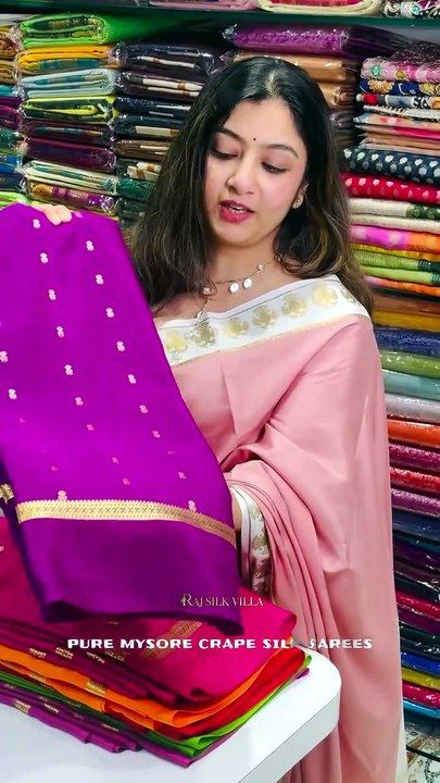 Buy Best Pure Mysore Crape Silk Sarees in India at Best Price