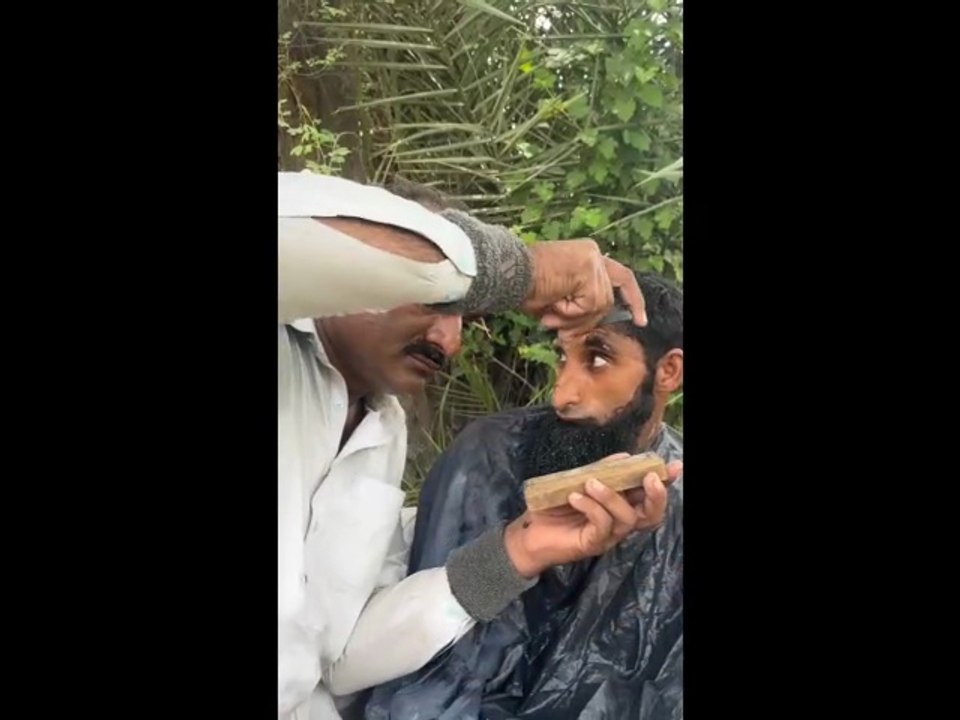 Funny Old Style Barber Shaving 😂 | Village Barber Skills Gone Viral!