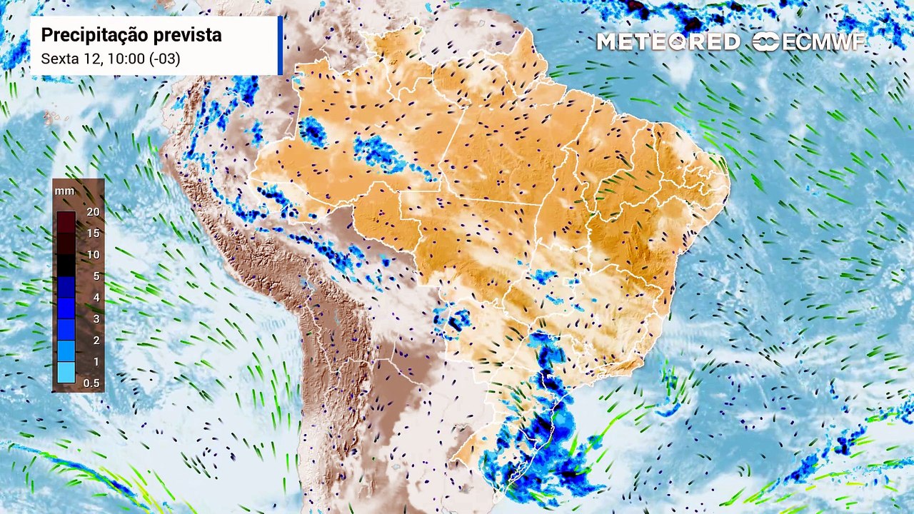 Sexta-feira, 12 de junho: Chuva, nebulosidade e vento