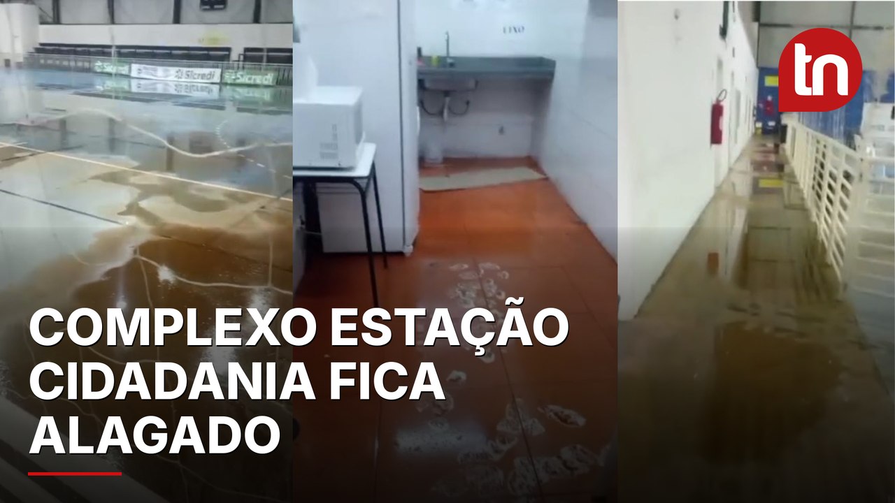 Complexo Estação Cidadania fica alagado durante chuva em Apucarana