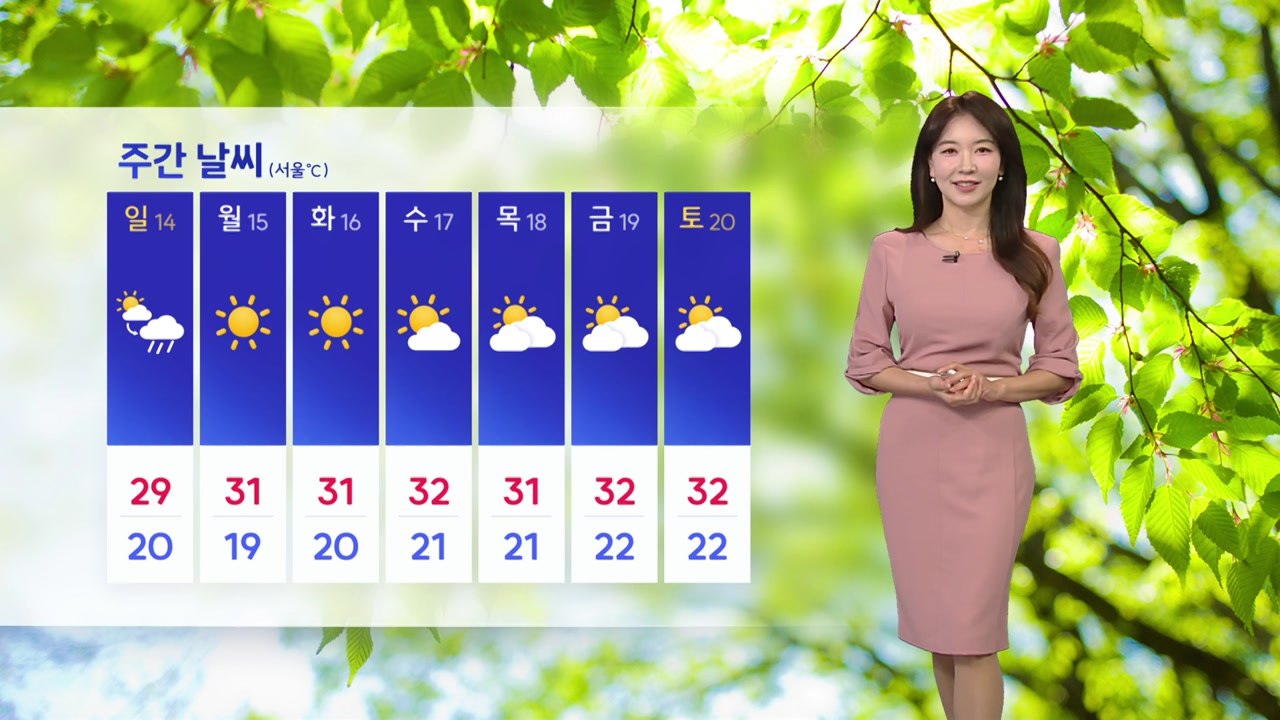 [날씨] 주말 30℃ 안팎 더위...일요일 곳곳 소나기 / YTN