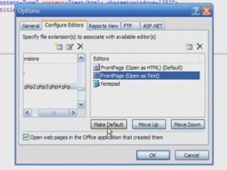 How to edit a PHP Template in Microsoft Frontpage