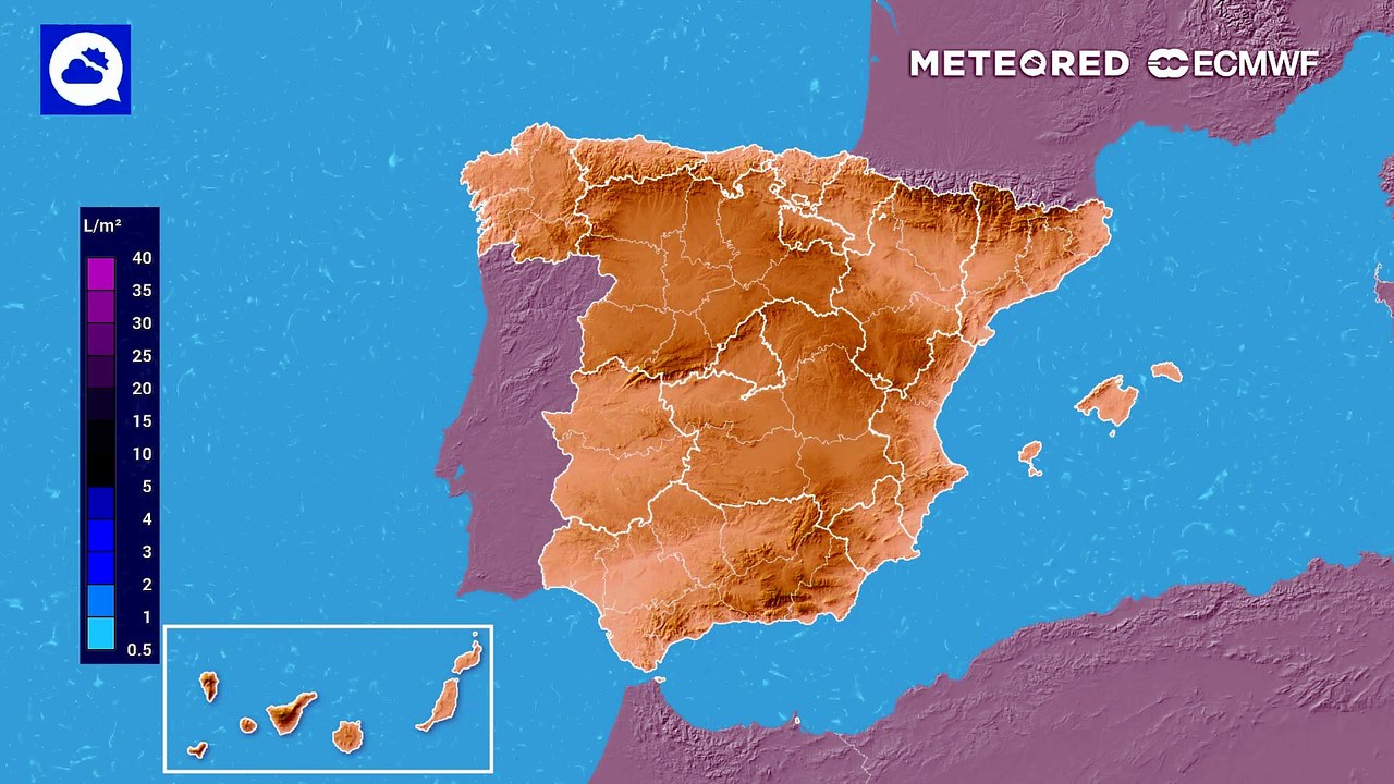 Precipitación acumulada prevista por el modelo europeo para los próximos días
