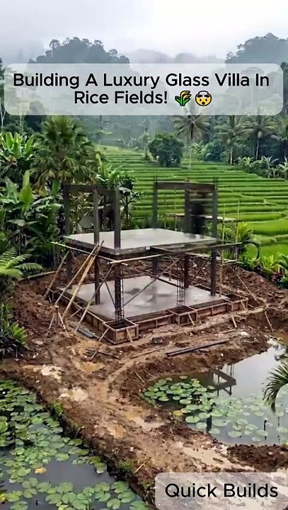 They Built A Stunning Glass Villa In The Middle Of Rice Fields! 🤯 #shorts #diy