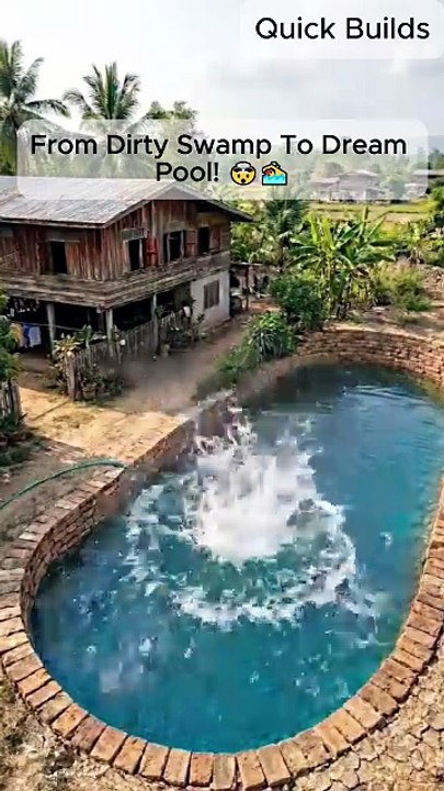 Built A Natural Stone Pool From Scratch! 🤯 #shorts #diy