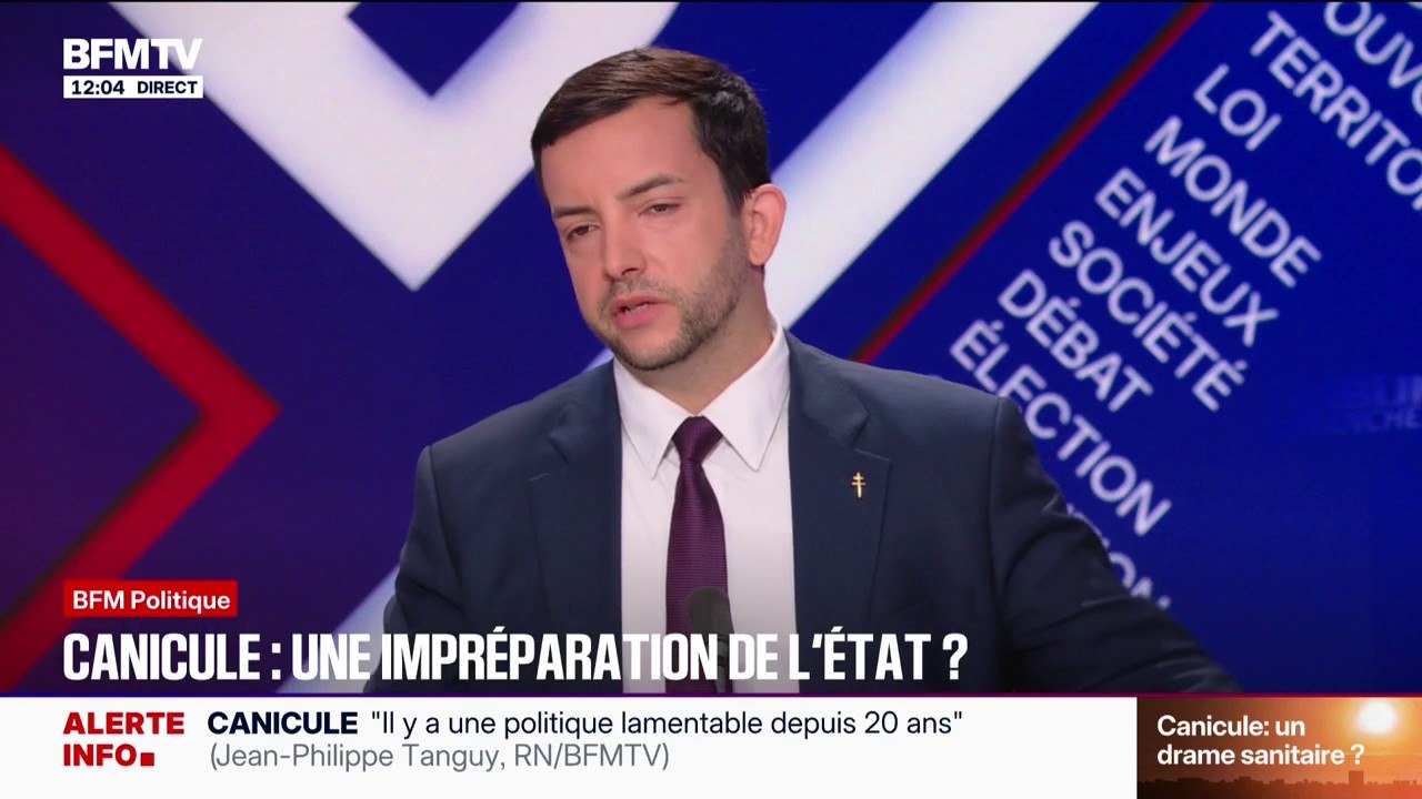 Canicule: Jean-Philippe Tanguy, estime que les 30.000 climatiseurs promis pour les hôpitaux "ne suffiront pas" mais que "tout est bon à prendre"