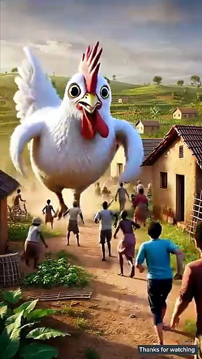 A big chicken enters the village, beautiful story #shorts #ai #hen #trending