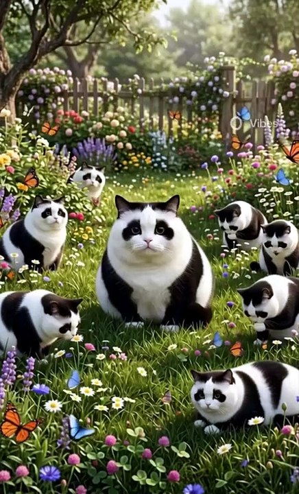 A cute panda cat is playing and jumping around with
