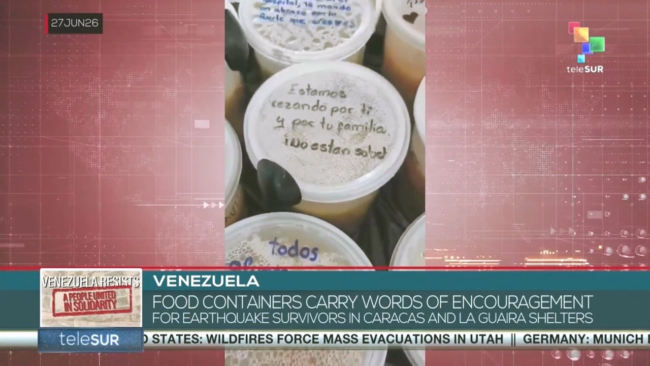 Food containers carry words of encouragementfor earthquake