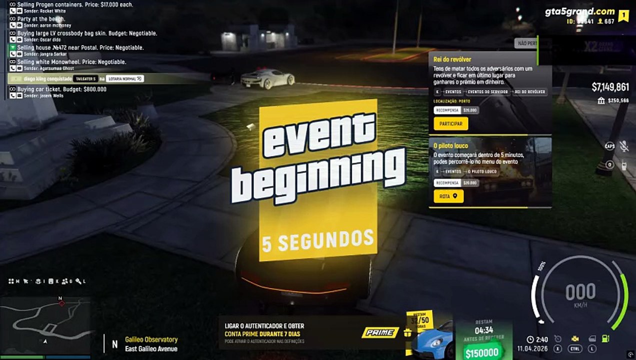 GTA V Grand RP EN1 - Bugatti Chiron Super Sport - Corrida De Rua De 1-04-2026 - 02:40