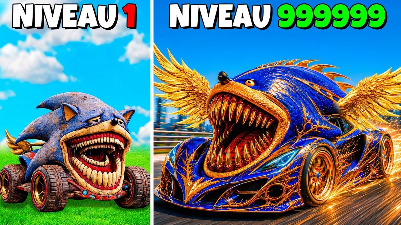 J'ai testé la voiture de Shin Sonic : du niveau 1 au niveau 1 000 000 dans GTA 5 ! (Mod Sonic Movie)
