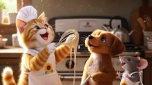 Cat & Dog Cooking in the Kitchen 🐱🐶🍳✨  #CatAndDog #CookingPets #CuteAnimals #FunnyPets #KitchenFun #PetLife #AdorableMoments #ViralAnimals
