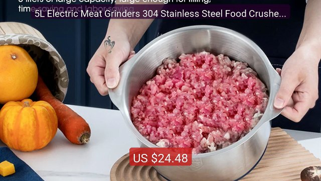 5L Electric Meat Grinders 304 Stainless Steel Food Crusher Mul... Hot Deal 2026 | Limited Offer!
