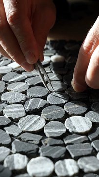 Hydraulic Press Crushing Slate Disc Mosaic | Satisfying Slow Motion Fracture Experiment (ASMR)