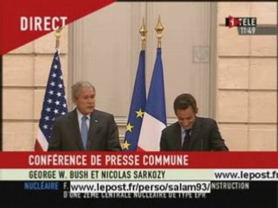 Bush salue Carla Sarkozy Bruni