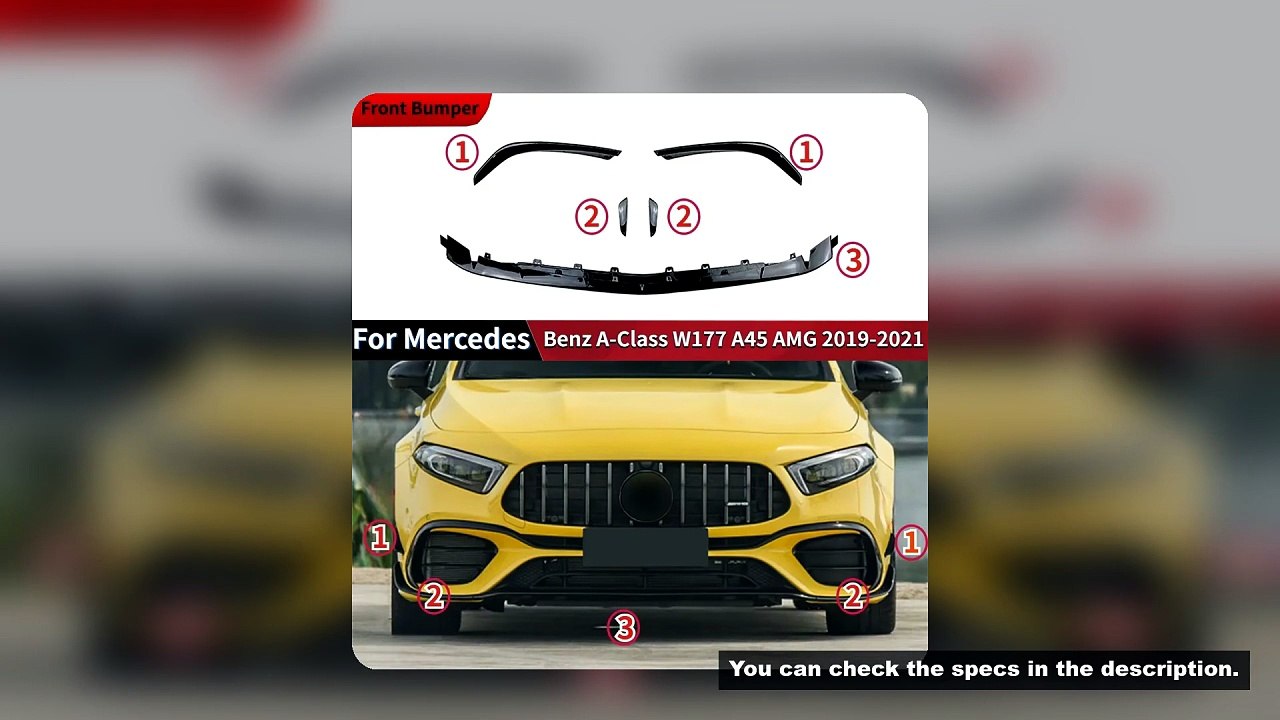 Car Front Bumper Lip Spoiler For Mercedes-Benz A-Class W177 A45 AMG 2019-2021 Guard Protector Cover