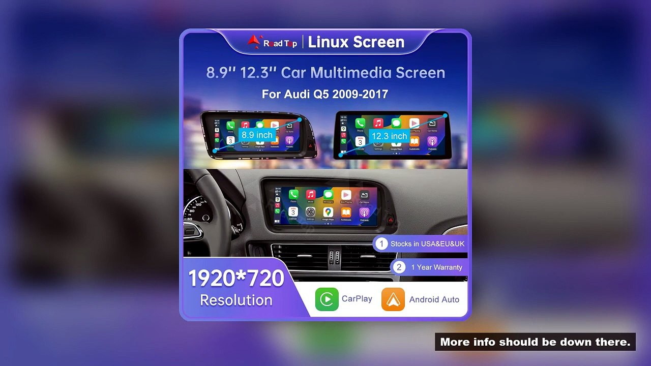 8.8/12.3" Linux Car Radio Multimedia Screen For Audi Q5 2009-2017 with Wireless CarPlay Android Auto