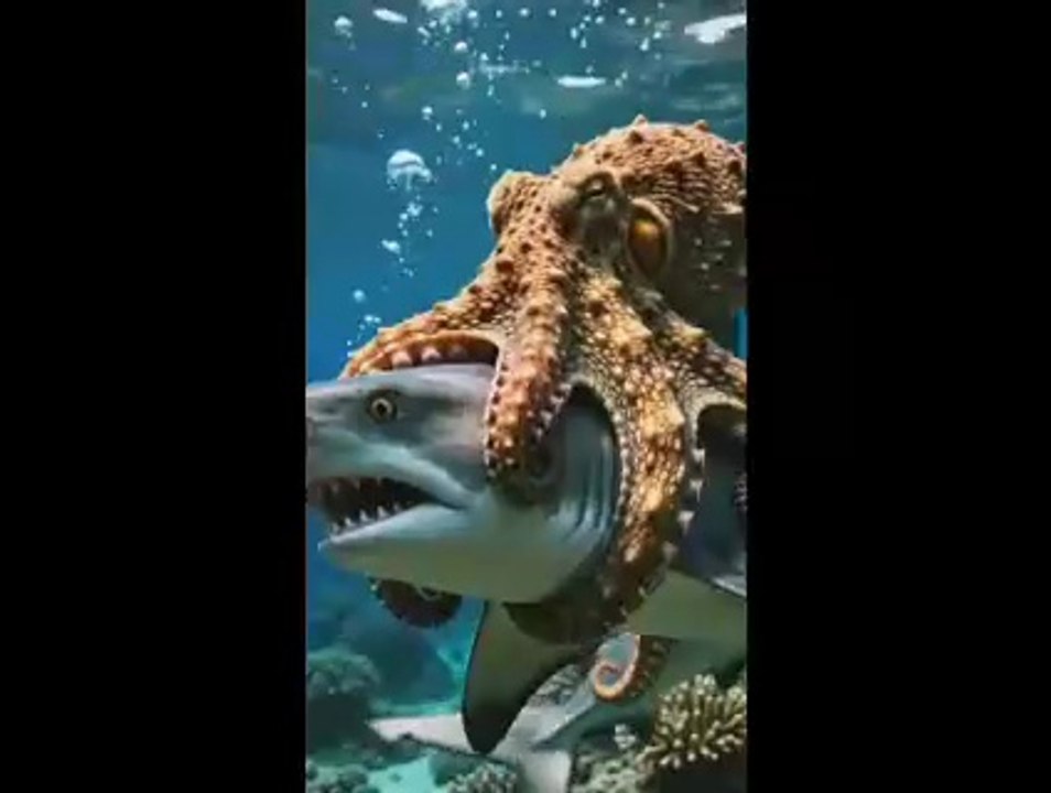 The ocean's biggest mistake... 😳🐙 #oceanlife #sharkattack #octopuspower #deepseamysteries #natureismental