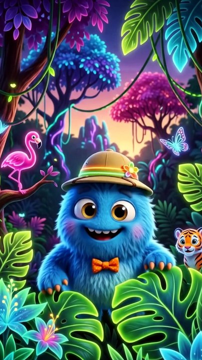 Parıldayan Hayvanlar Partisi 🦩🌟 Gobi Sihirli Safari Ormanında ✨🦁 Neon Dansı 🐯💫 #shorts #çocukşarkıları #bebekşarkıları #funny