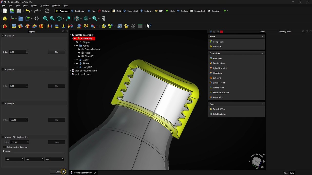 ⚙️ FreeCAD Assembly Tutorial 2026 - FreeCAD Assembly Workbench - Bottle Assembly CAD