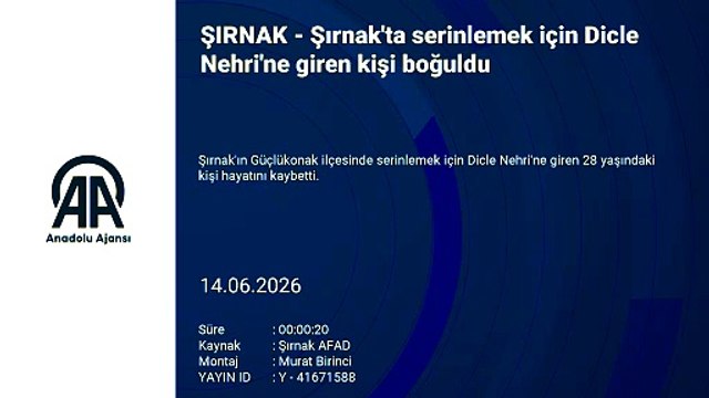 Şırnak'ta serinlemek için Dicle Nehri'ne giren kişi boğuldu