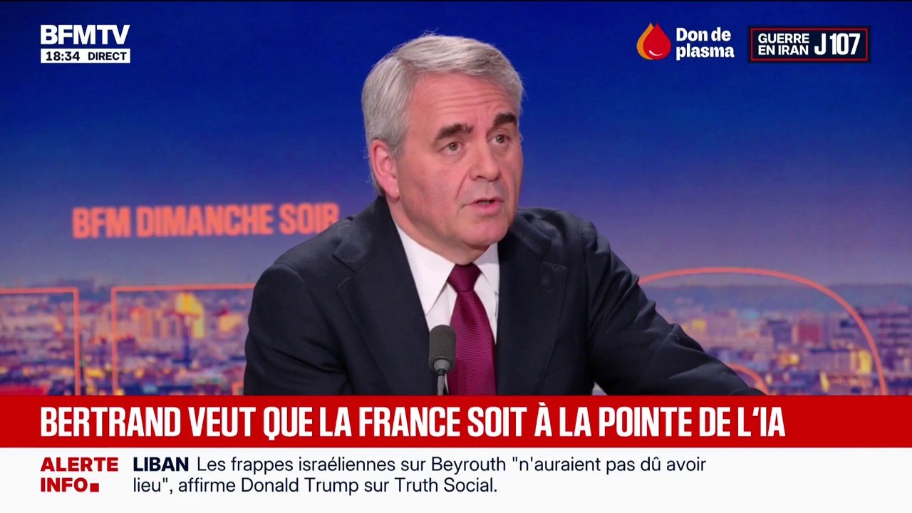 "J'ai beaucoup de défauts, mais je ne suis pas naïf, je ne suis pas IA-Béat", explique Xavier Bertrand (LR)