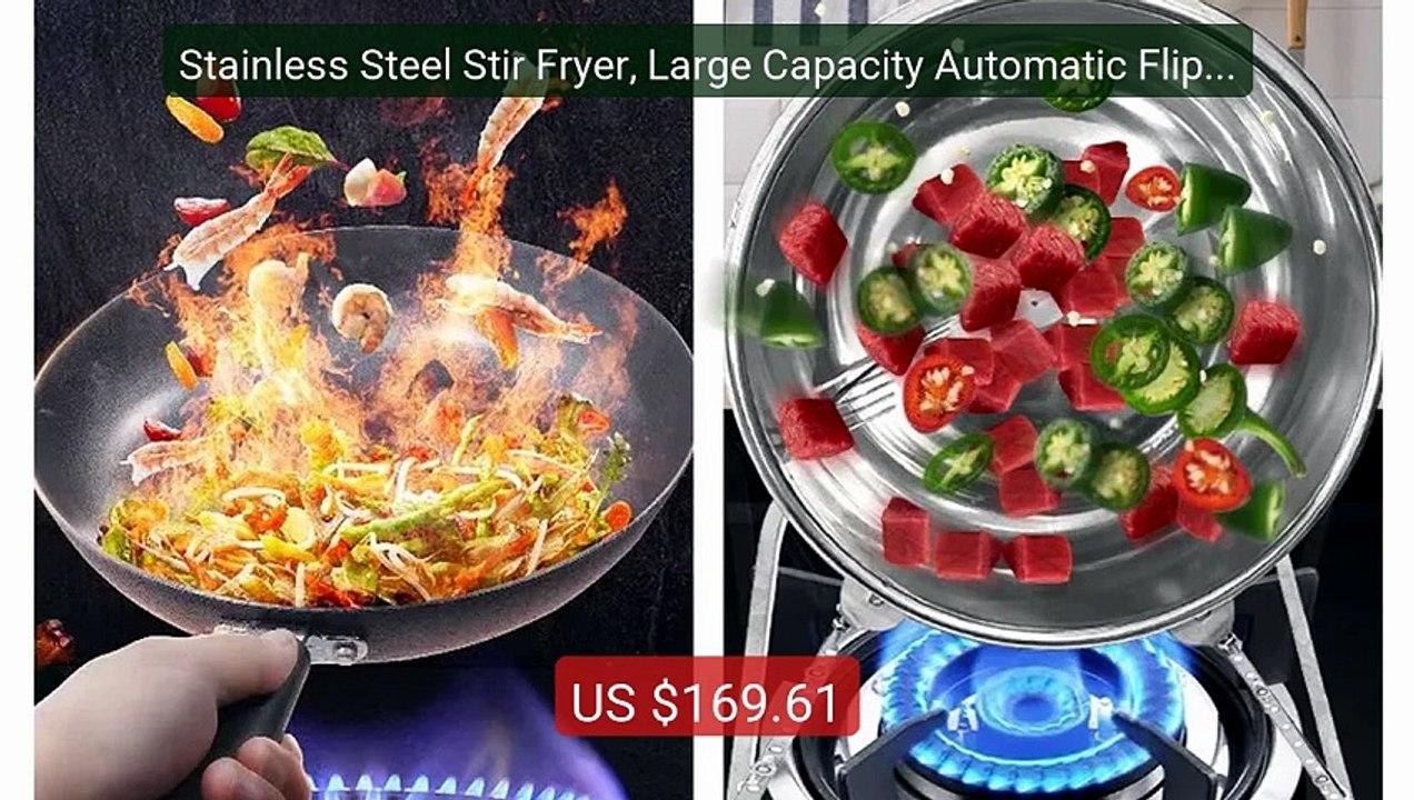 Stainless Steel Stir Fryer, Large Capacity Automatic Flipping ... -- Best Buy 2026 | Great Quality!