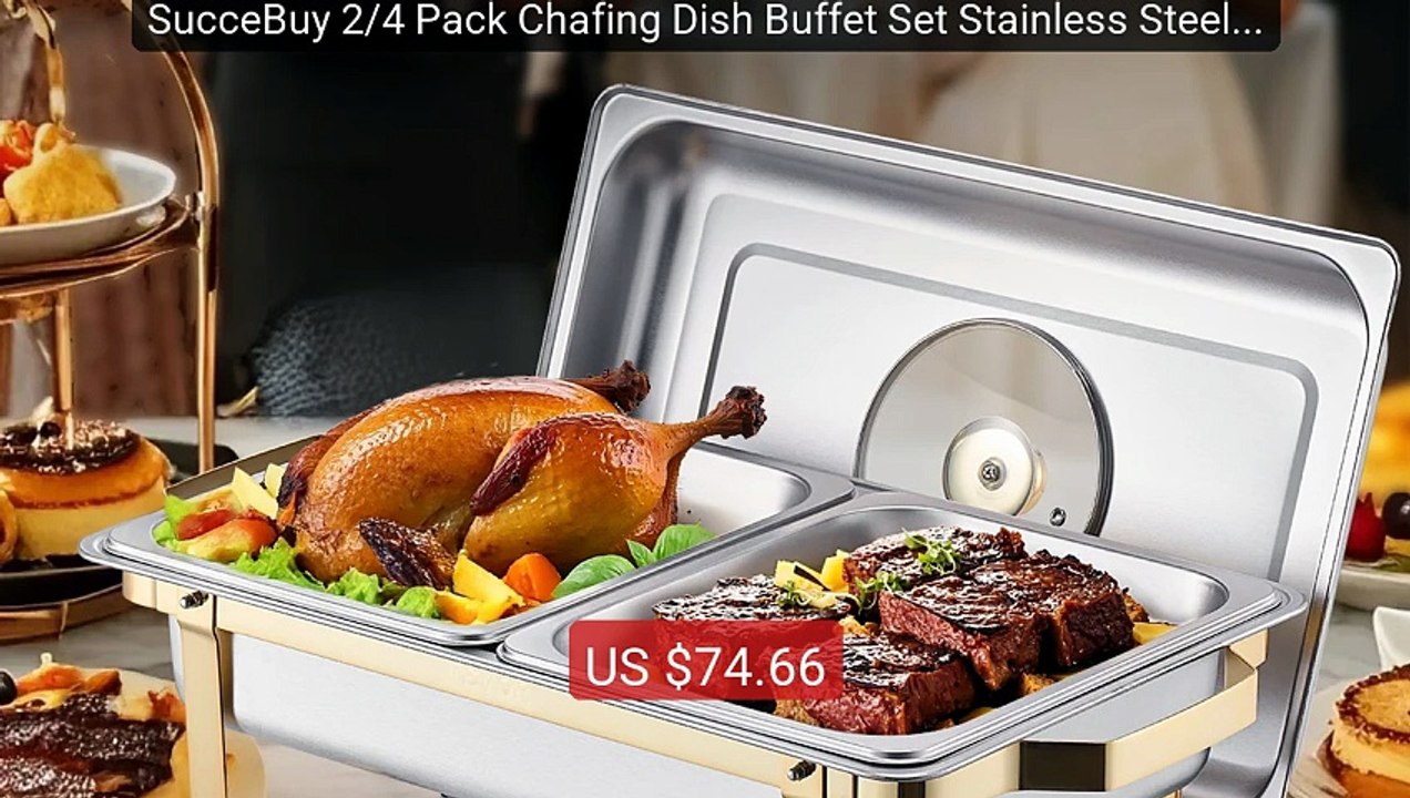SucceBuy 2/4 Pack Chafing Dish Buffet Set Stainless Steel Chaf... -- Best Buy 2026 | Great Quality!