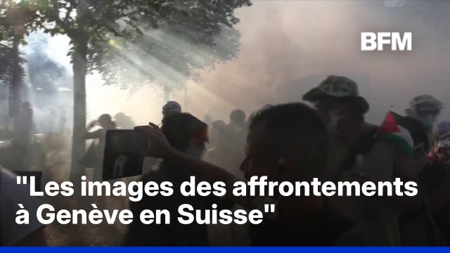 Projectiles, incendies, anti-G7 ... Les images des affrontements à Genève en Suisse