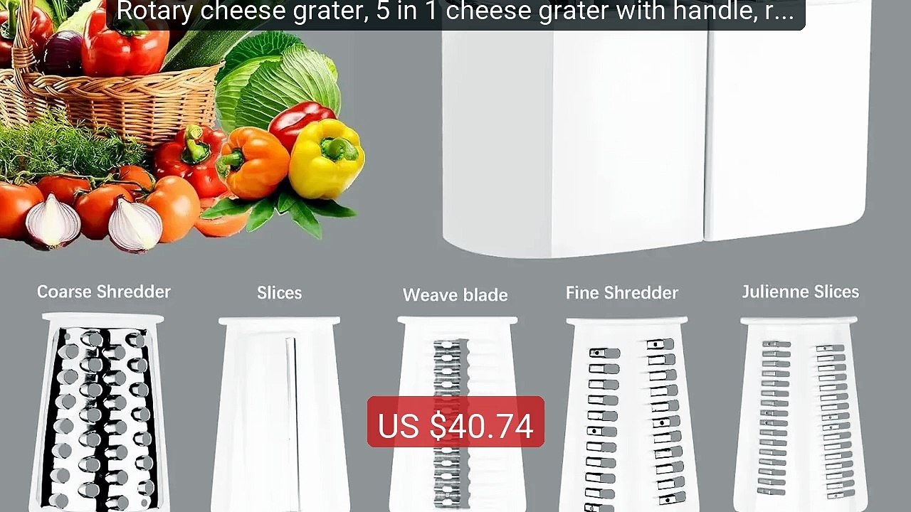 Rotary cheese grater, 5 in 1 cheese grater with handle, replaceabl... -- Best Deal 2026 | Shop Now!