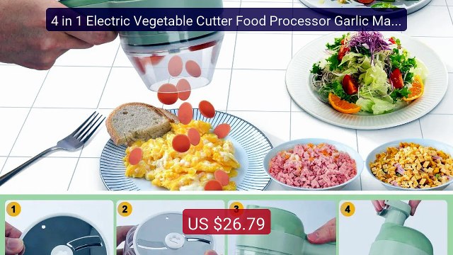 4 in 1 Electric Vegetable Cutter Food Processor Garlic Masher ... Best Buy 2026 | Great Quality!